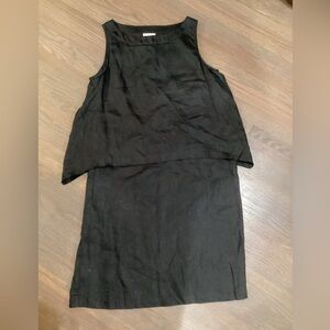 Pure Jill Black Linen Double Tier Dress